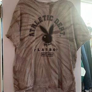 Playboy Tie Dye Oversized Graphic Tee, Size: Large, Color: Brown/Tan
